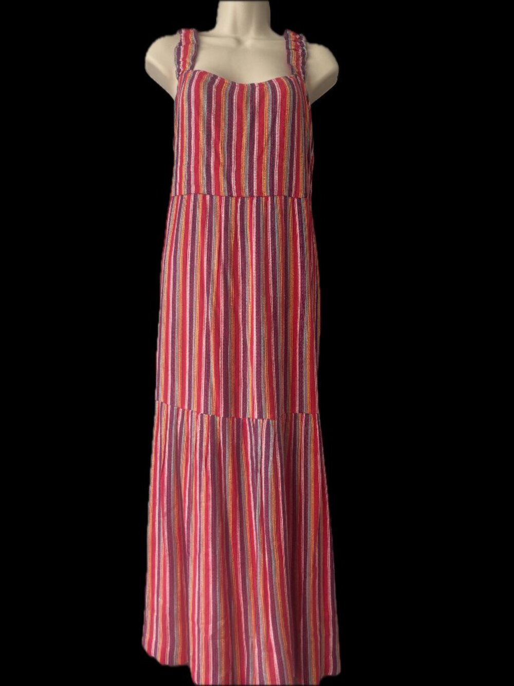 Liverpool Los Angeles Striped Midi Sundress Womens Medium